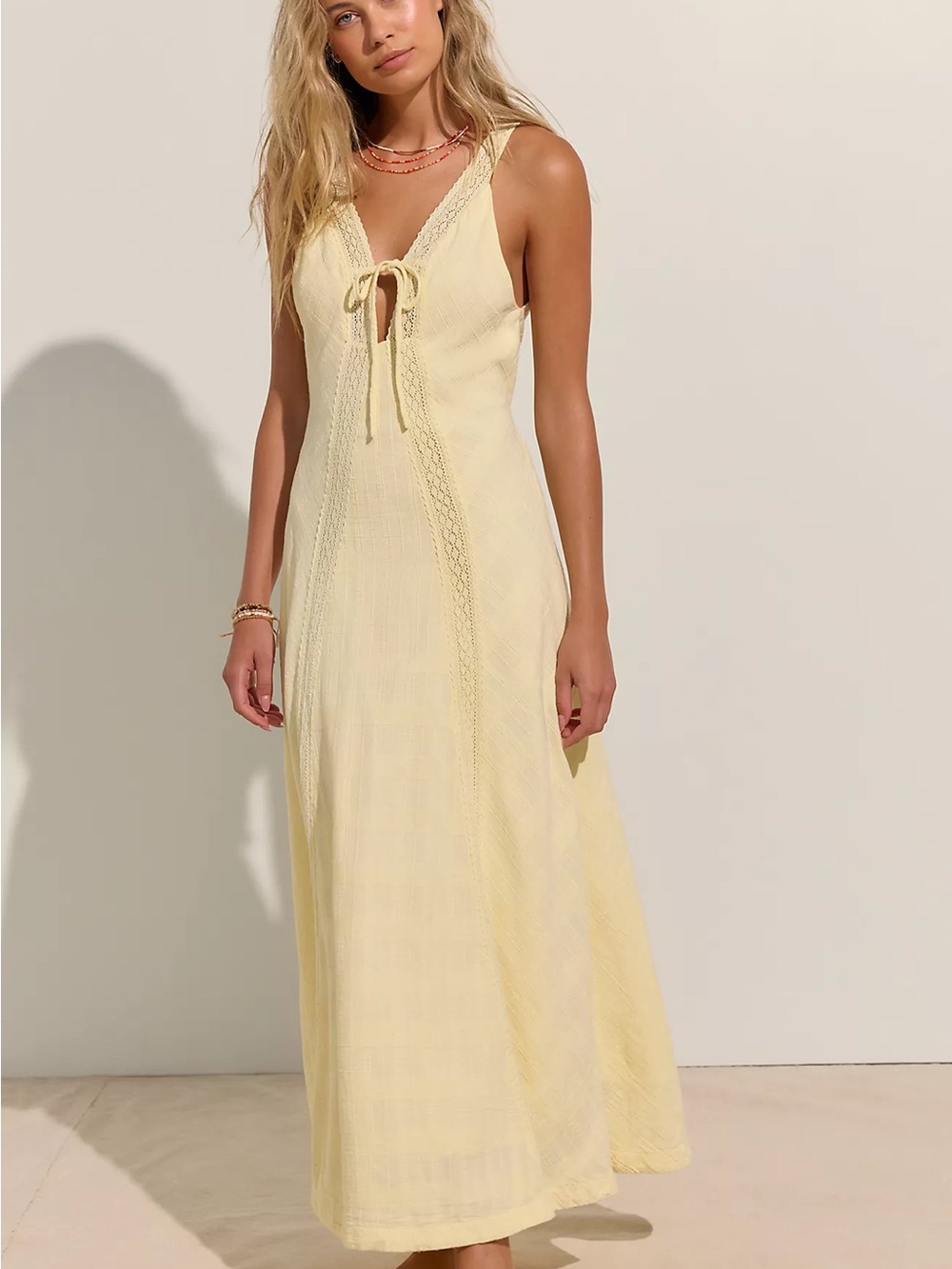 NWOT Free People Free-est Adela Maxi Dress Banana Cream Yellow Boho Lace Small